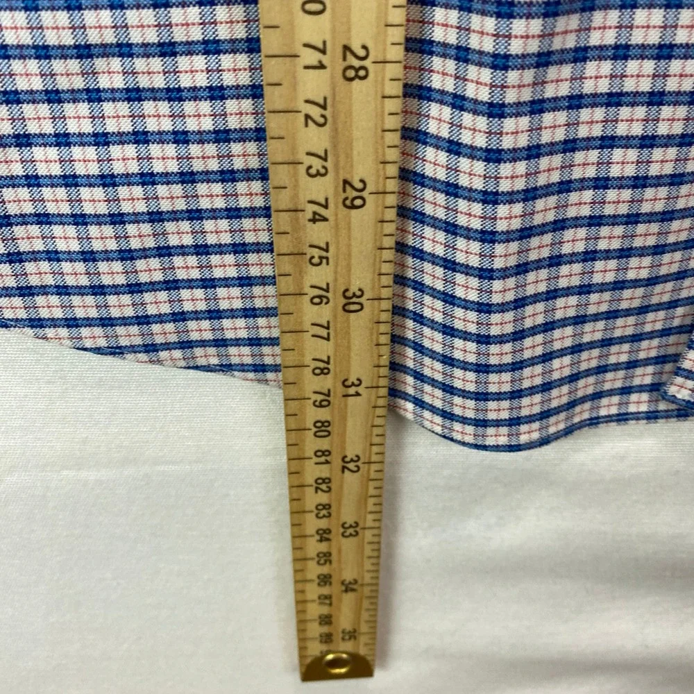 Brooks Brothers Regent Fit Mens XXL Blue Red Tattersall Non-Iron Stretch Shirt